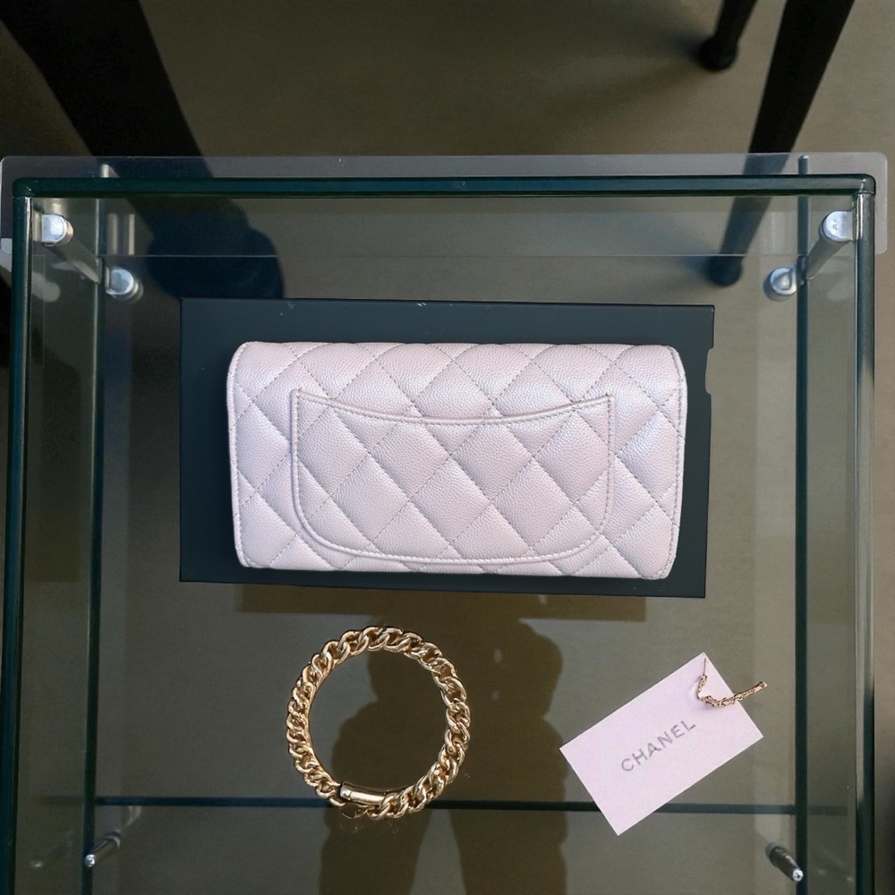 Brand New Chanel Caviar Pink Quilted Women's Long Flap Wallet. - Picture 5 of 6